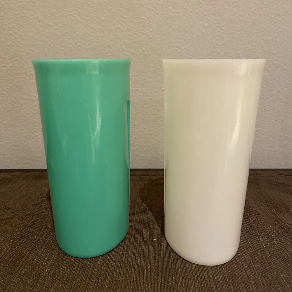 Lot of 2 Tupperware Vintage Sweet Syrup Containers #640 Jadeite White NO‎ LIDS